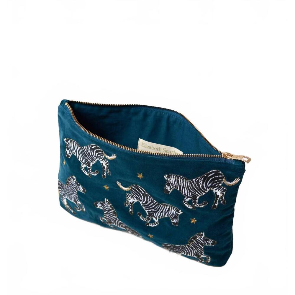 NEW ELIZABETH SCARLETT women's zebra everyday pouch in teal - Picture 3 of 6